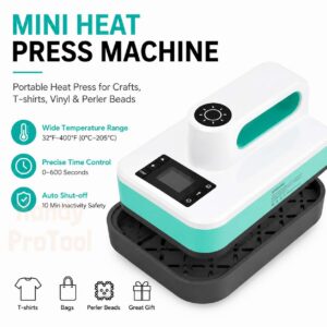 Mini Heat Press Machine for T-Shirts Vinyl HTV Perler Beads Portable Craft Heat Transfer Press 110V/220V